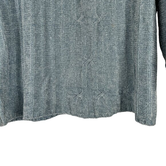 Erika Womens Cable Knit Mock Neck Sweater Size 1X Long Sleeve Soft Blue Pullover - Picture 4 of 9